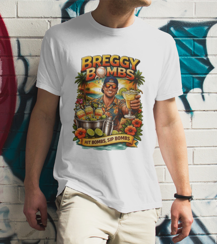 Breggy Bombs Hit Bombs Sip Bombs Tropical Cocktail Vibes T-Shirt