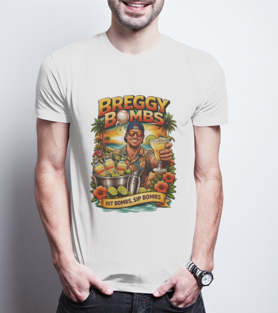 Breggy Bombs Hit Bombs Sip Bombs Tropical Cocktail Vibes T-Shirt