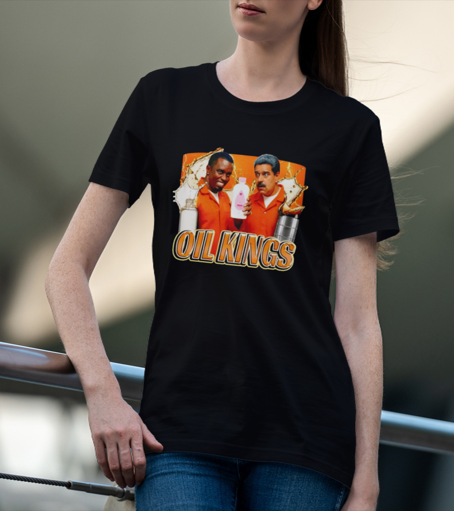 OIL KINGS Diddy Vs Nicolas Maduro Orange Bottles Humor T-Shirt