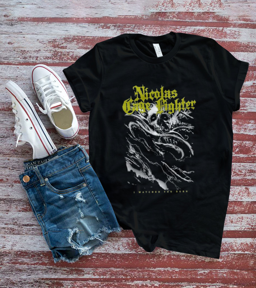 Nicolas Cage Fighter I Ed You Burn Ghost Skeleton In Yellow T-Shirt