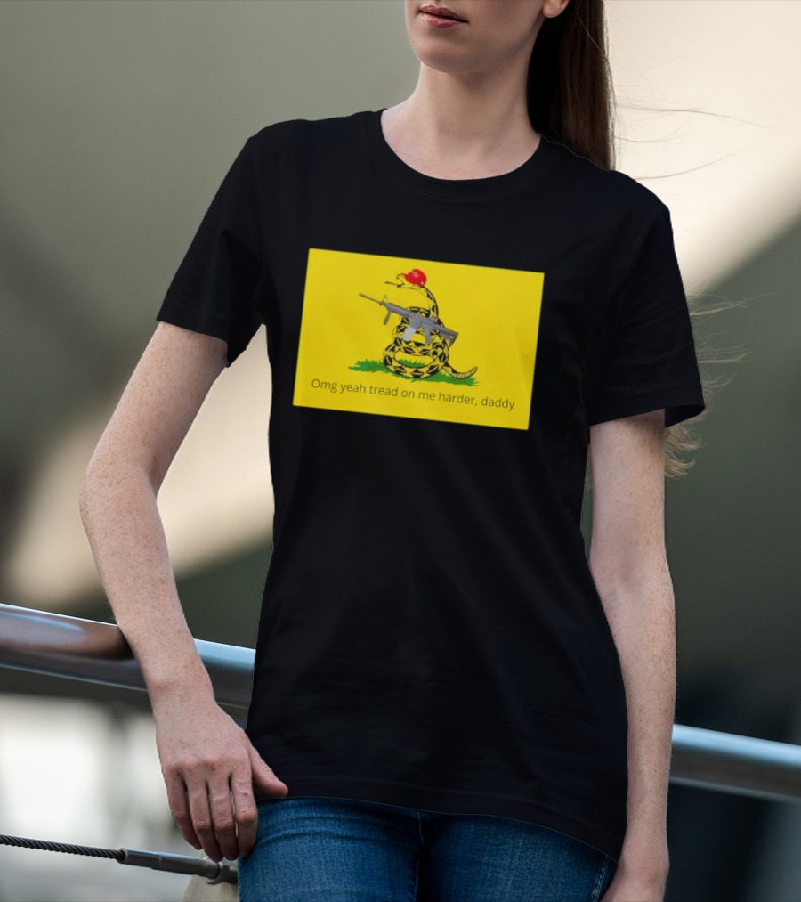 Omg Yeah Tread On Me Harder Daddy Maga 2026 Snake With Red Hat And Rifle T-Shirt