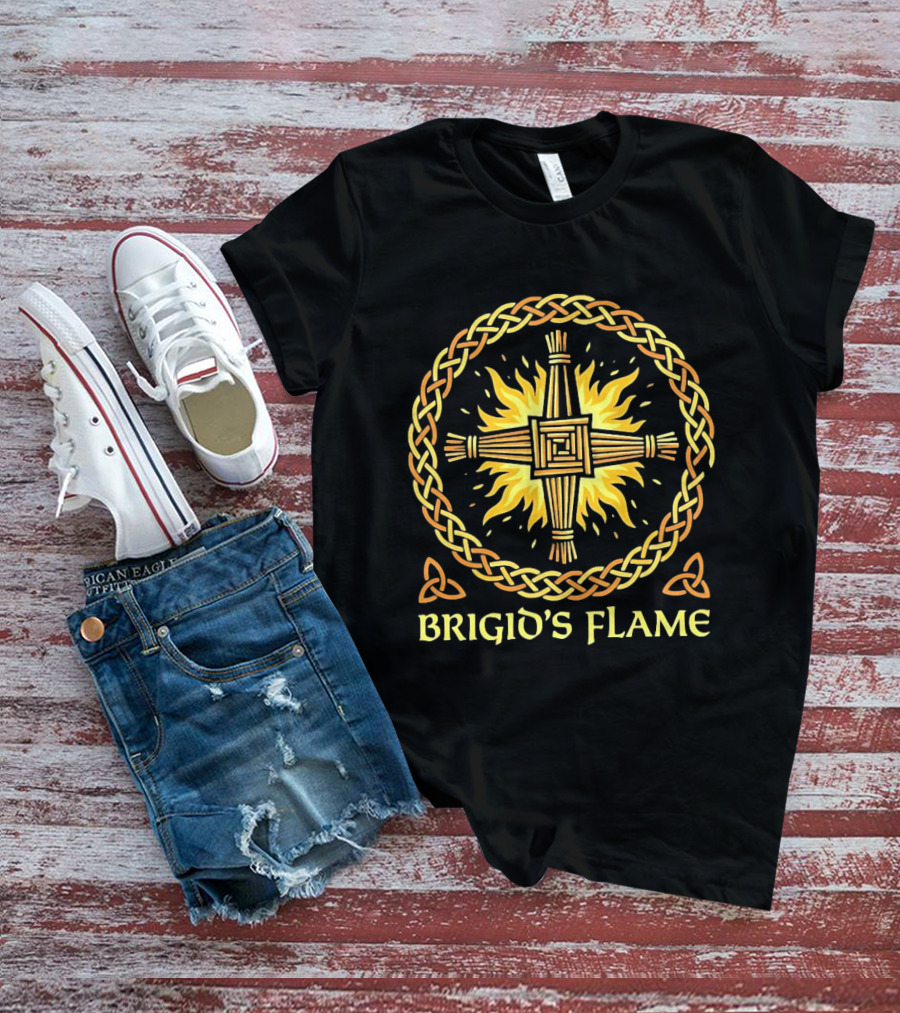 Brigid's Flame Celtic Goddess St Brigid's Cross Fire Symbol Irish Heritage T-Shirt