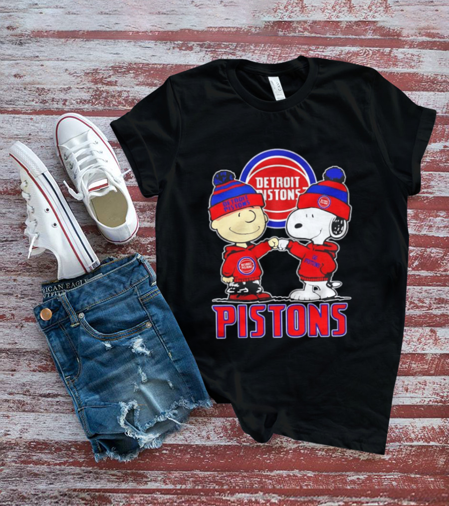 Detroit Pistons Charlie Brown Snoopy Collaboration T-Shirt