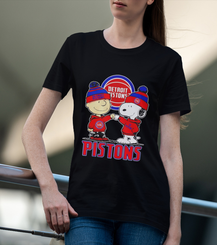 Detroit Pistons Charlie Brown Snoopy Collaboration T-Shirt