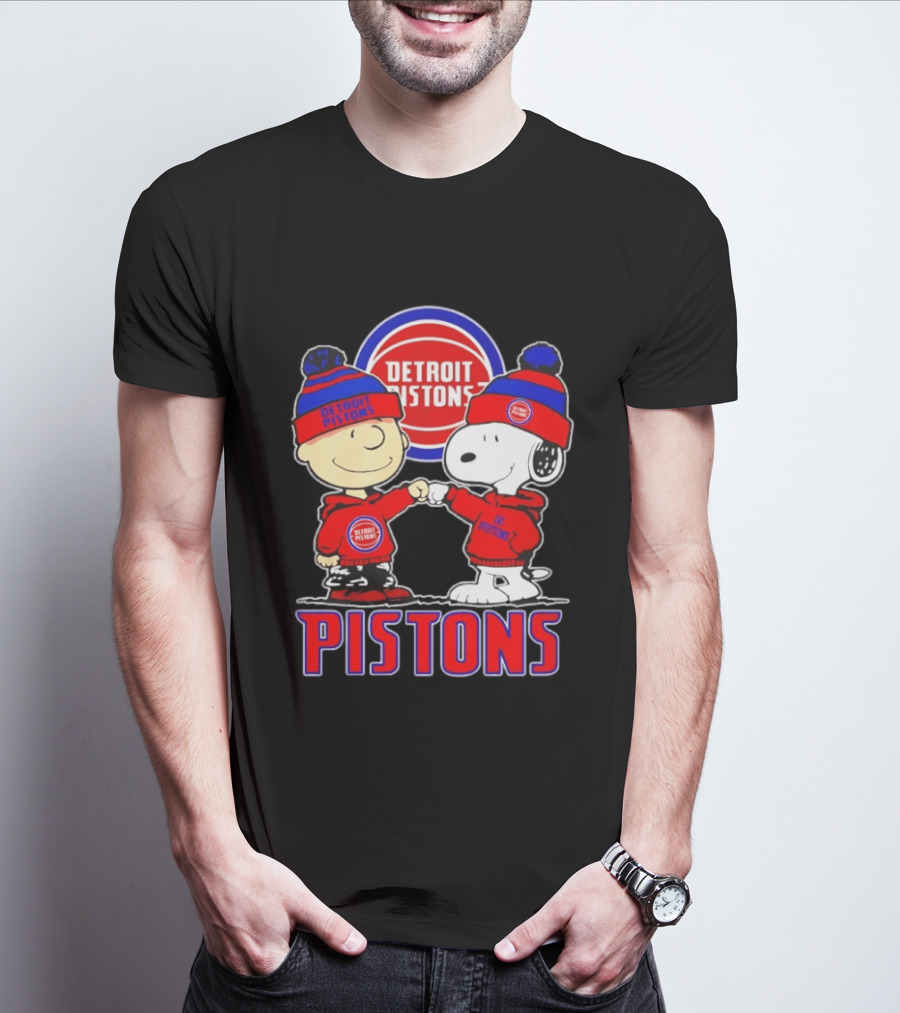 Detroit Pistons Charlie Brown Snoopy Collaboration T-Shirt
