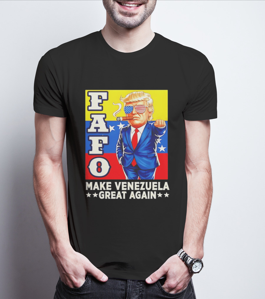 FAFO Trump Make Venezuela Great Again Patriotic Cartoon T-Shirt