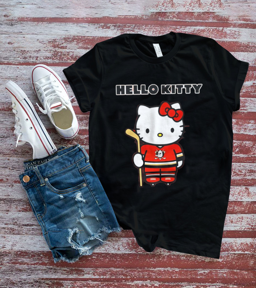 Hello Kitty Anaheim Ducks Collaboration Hockey T-Shirt