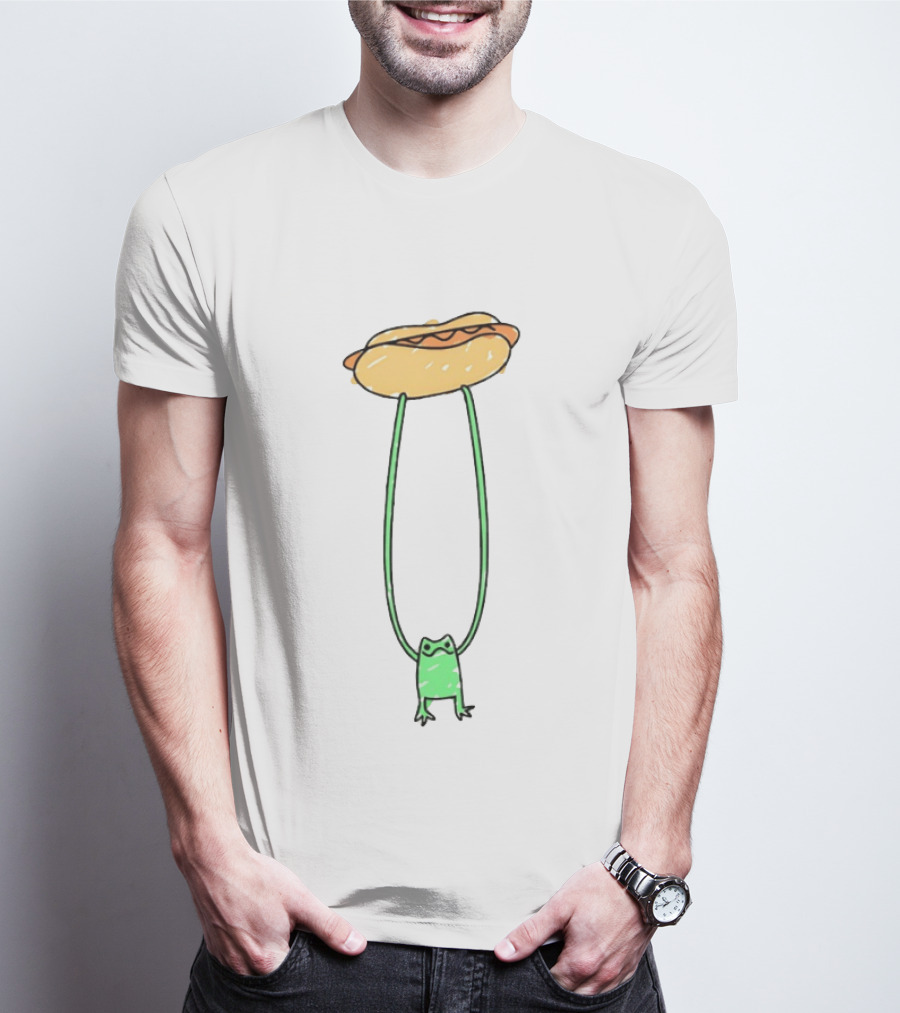 Hot Dog Frog Long Legged Humor Quirky T-Shirt