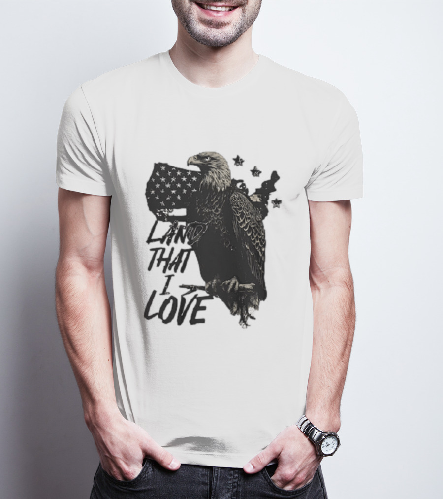 Land That I Love Eagle With American Flag And Stars T-Shirt