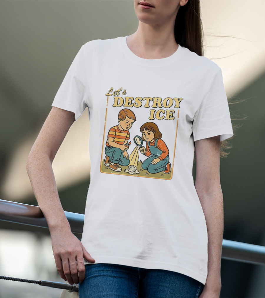 Let's Destroy ICE Melt The Ice Caricature Kids Exploring T-Shirt