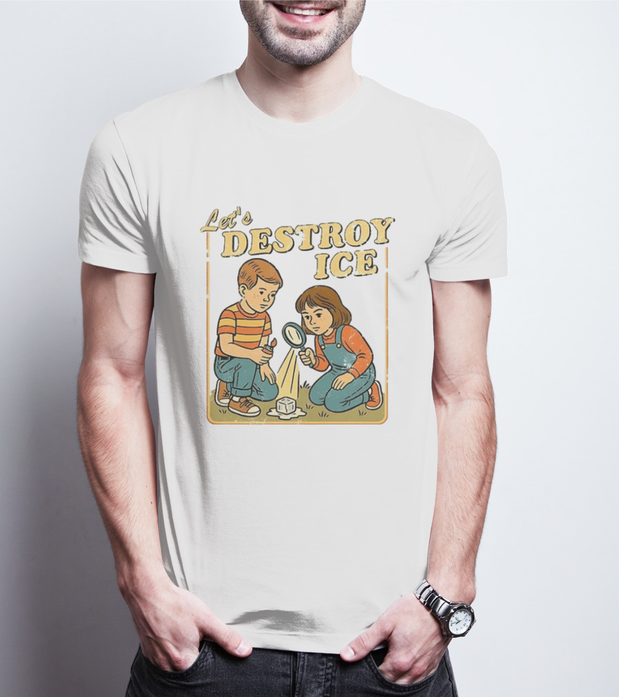 Let's Destroy ICE Melt The Ice Caricature Kids Exploring T-Shirt