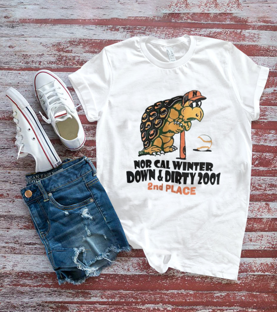 Nor Cal Winter Down And Dirty 2001 2nd Place Turtle Bat And Ball T-Shirt