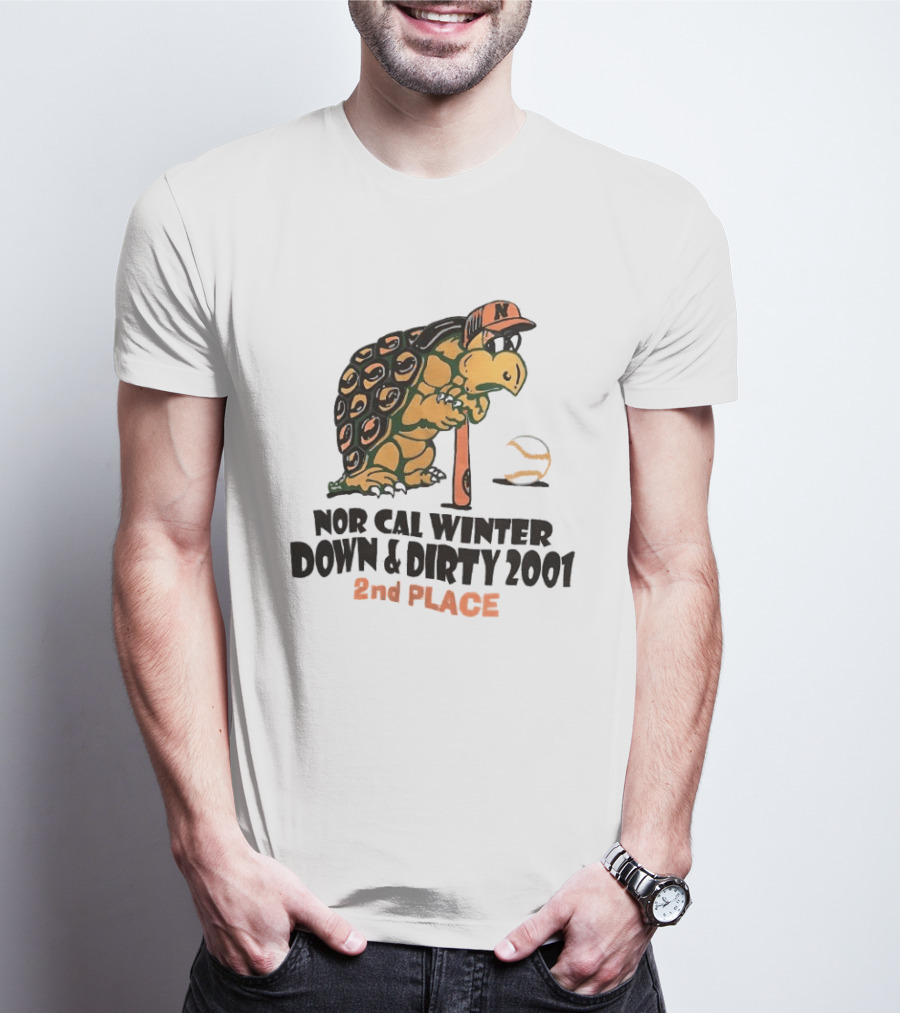 Nor Cal Winter Down And Dirty 2001 2nd Place Turtle Bat And Ball T-Shirt