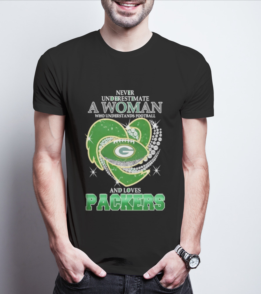 Never Underestimate A Woman Who Understands Football And Loves Packers T-Shirt