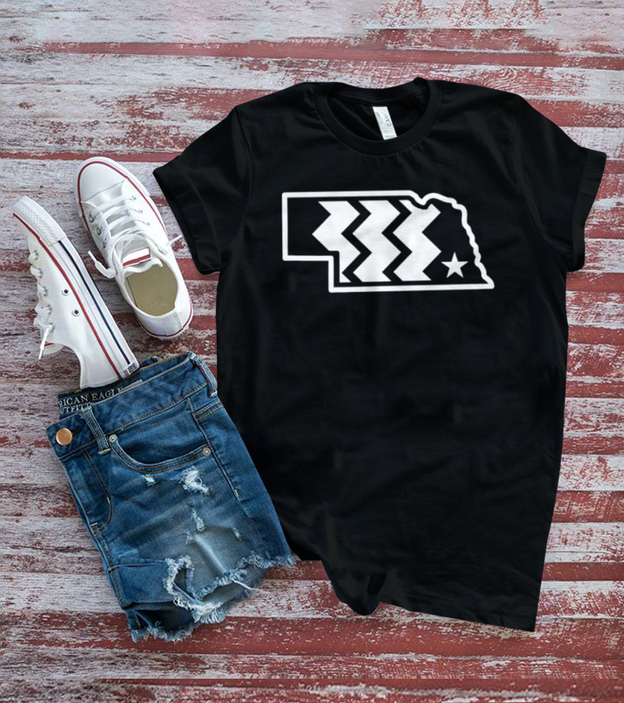 Throwback Converse Nebraska State Iconic Chevron Map Star T-Shirt