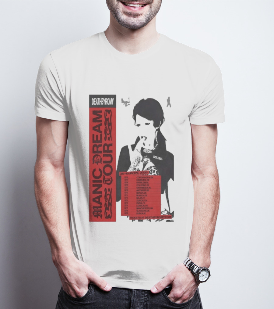 Deathbyromy Manic Dream Tour 2026 UK Europe Concert Dates T-Shirt