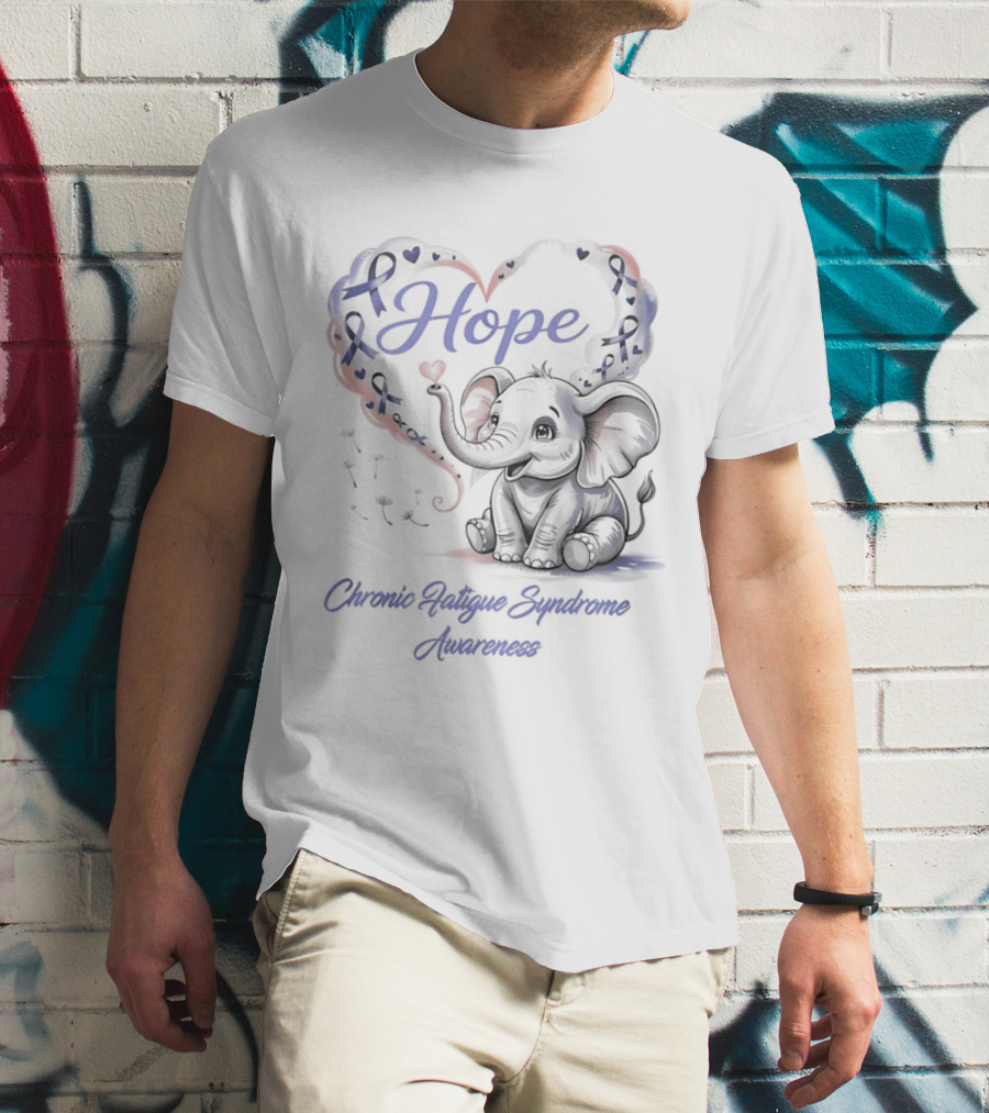 Elephant Hope Heart Chronic Fatigue Syndrome Awareness T-Shirt