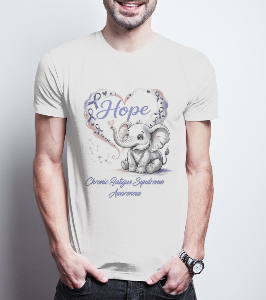 Elephant Hope Heart Chronic Fatigue Syndrome Awareness T-Shirt