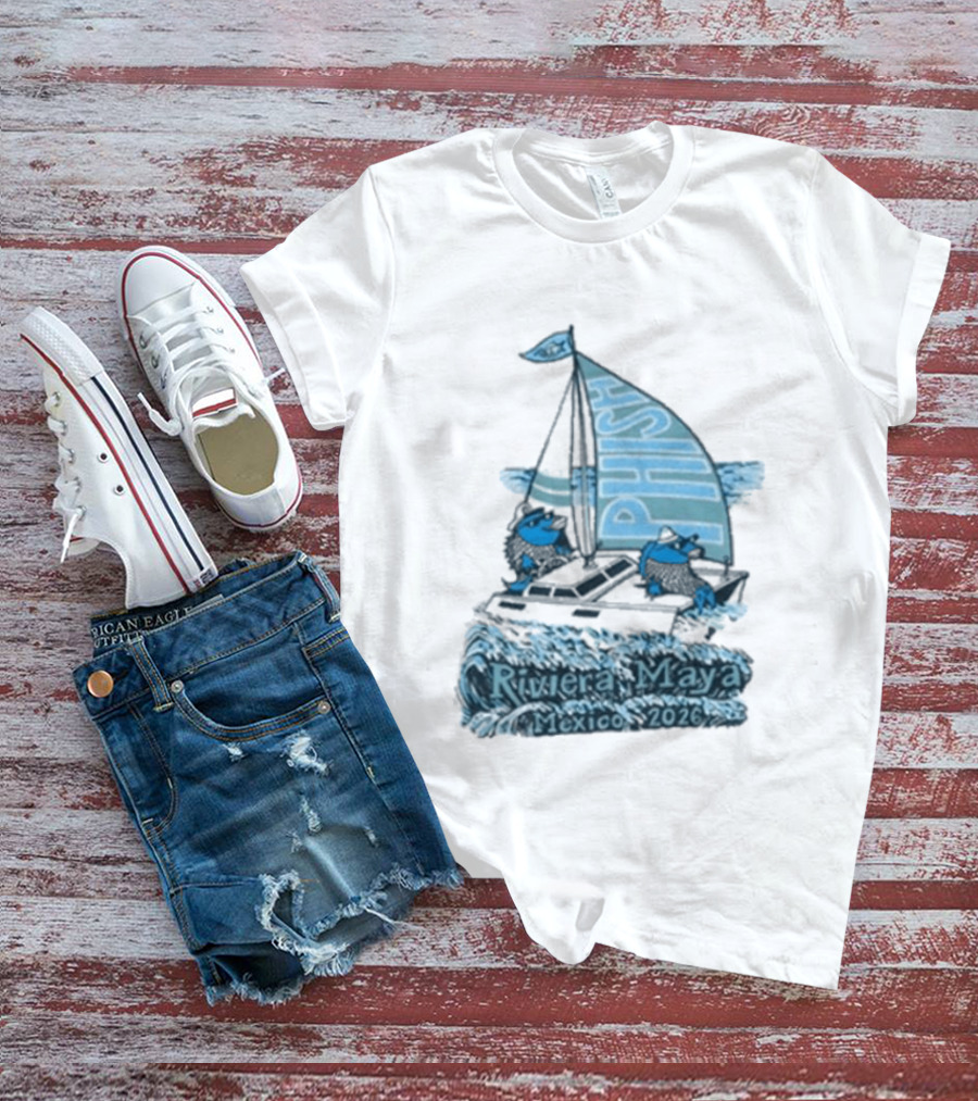 Phish Riviera Maya Mexico 2026 Pollock Waves Ship Fish T-Shirt