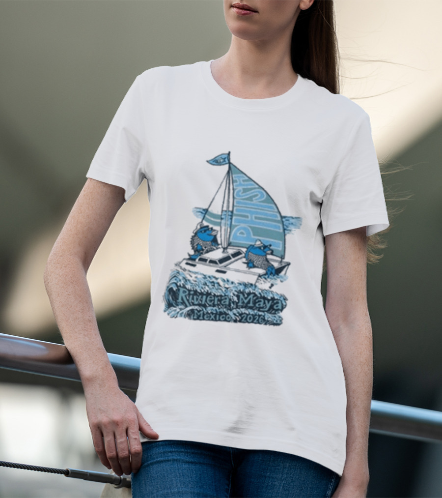 Phish Riviera Maya Mexico 2026 Pollock Waves Ship Fish T-Shirt