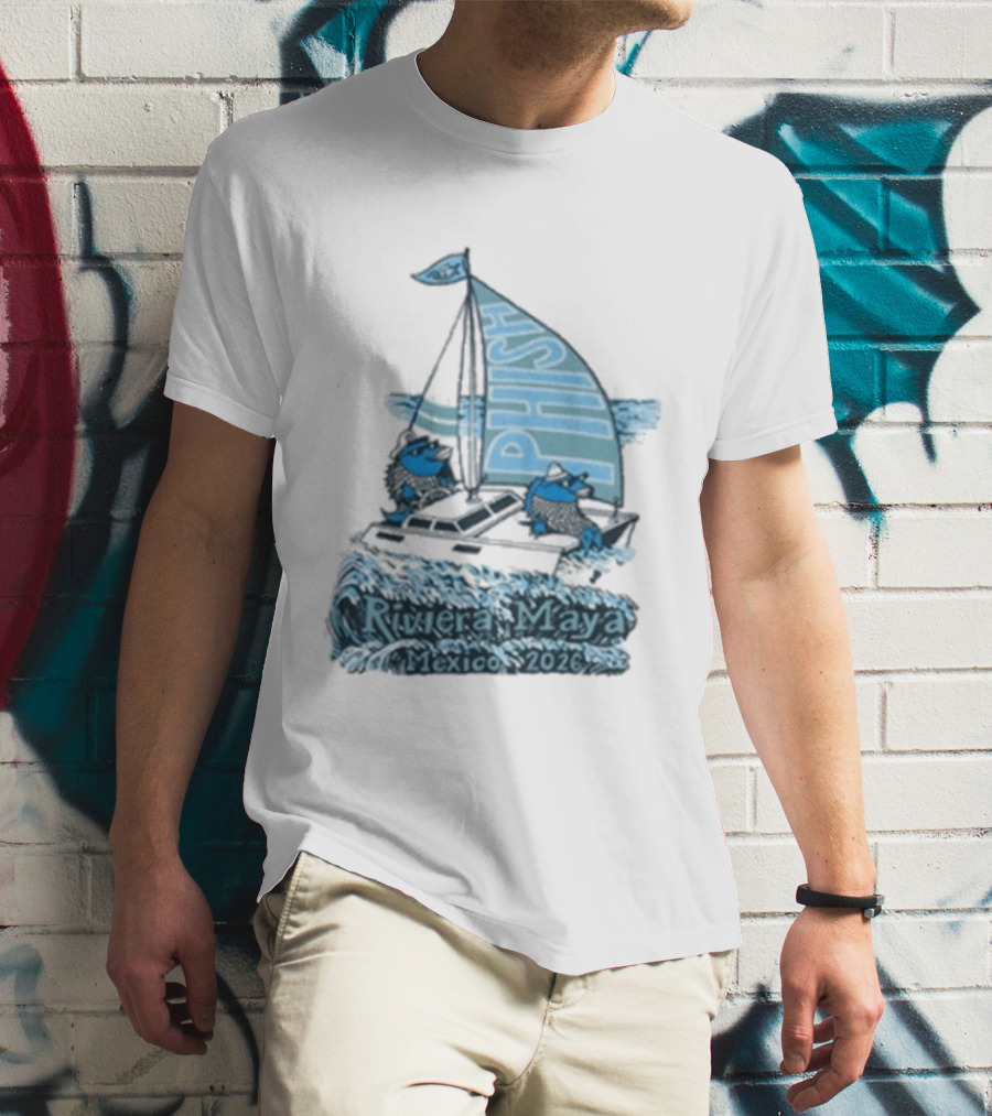 Phish Riviera Maya Mexico 2026 Pollock Waves Ship Fish T-Shirt