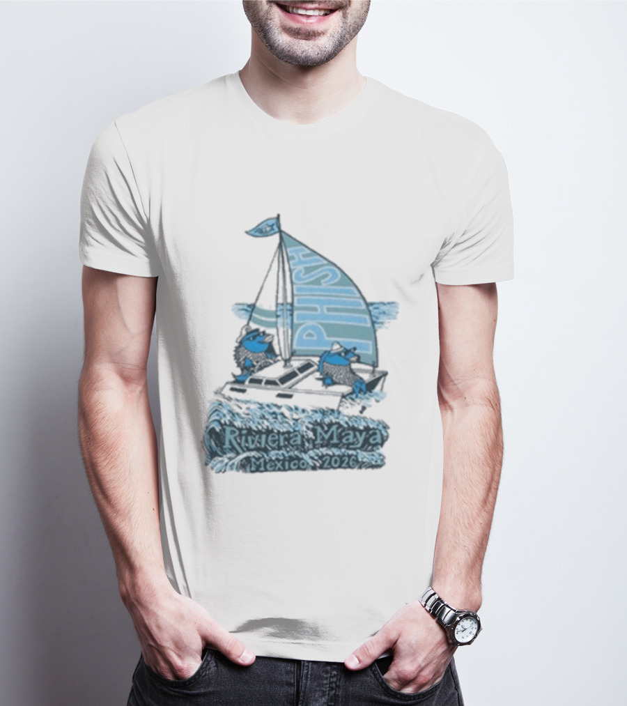 Phish Riviera Maya Mexico 2026 Pollock Waves Ship Fish T-Shirt