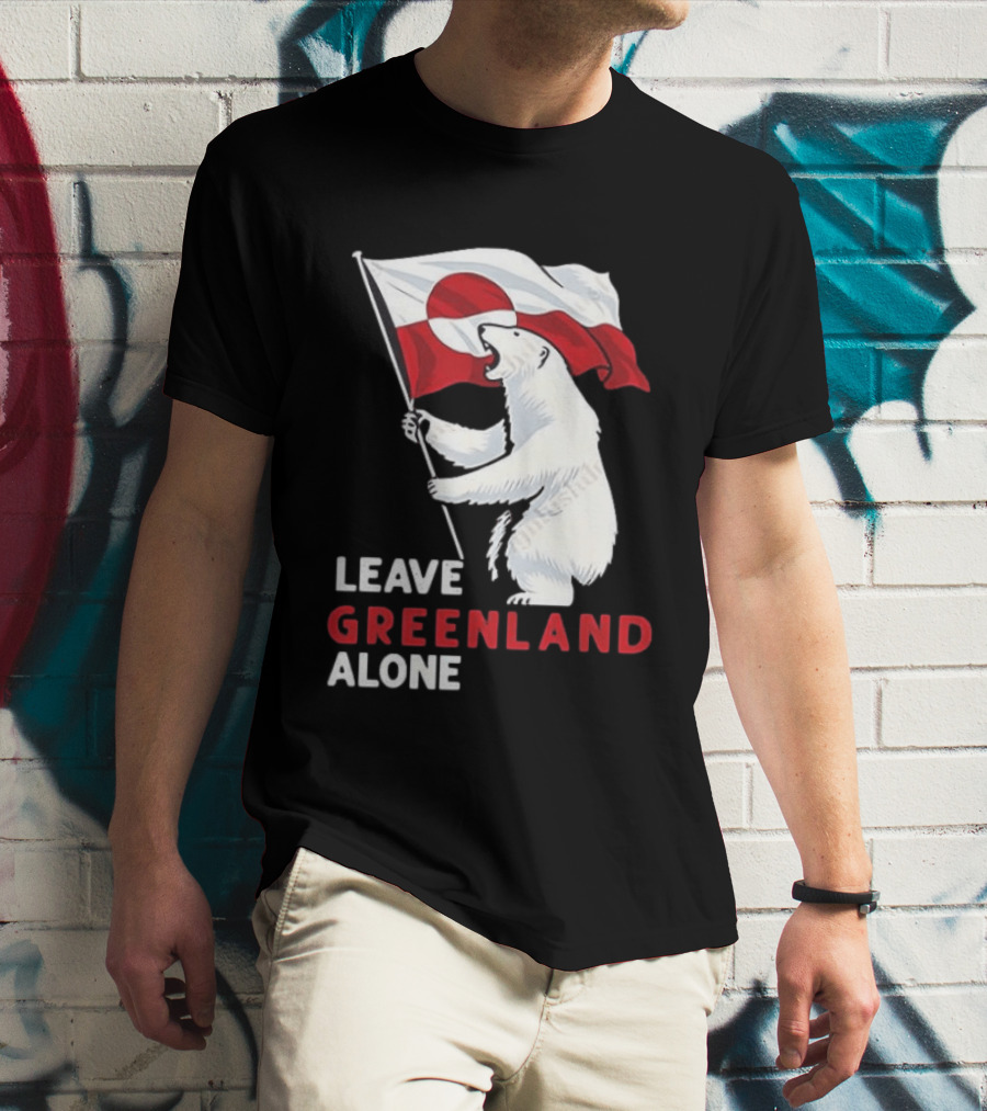 Leave Greenland Alone Polar Bear Holding Flag T-Shirt