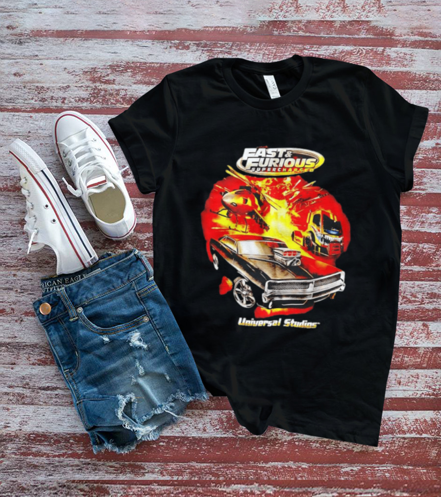 Fast & Furious Supercharged Car Explosion Universal Studios T-Shirt