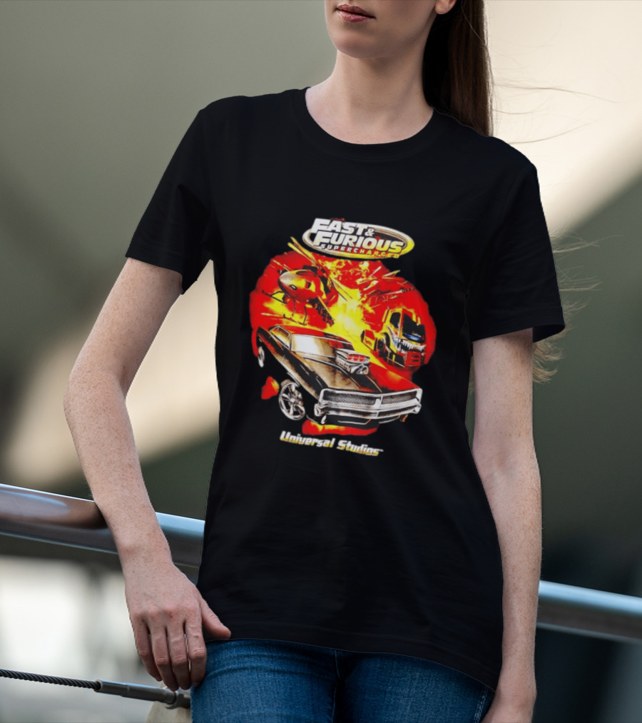 Fast & Furious Supercharged Car Explosion Universal Studios T-Shirt