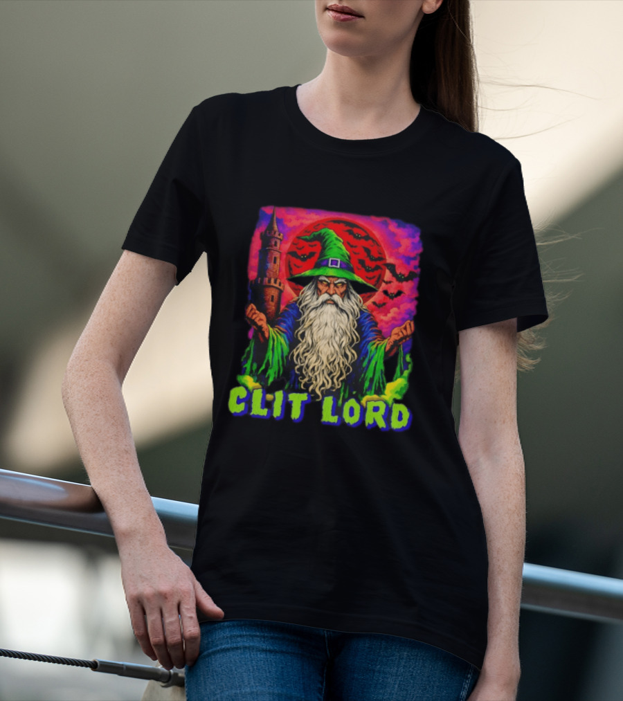 Clit Lord Wizard With Castle And Bats T-Shirt