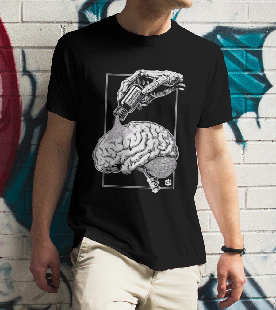 Seasonal Depression Skeleton Hand Pouring On Brain T-Shirt