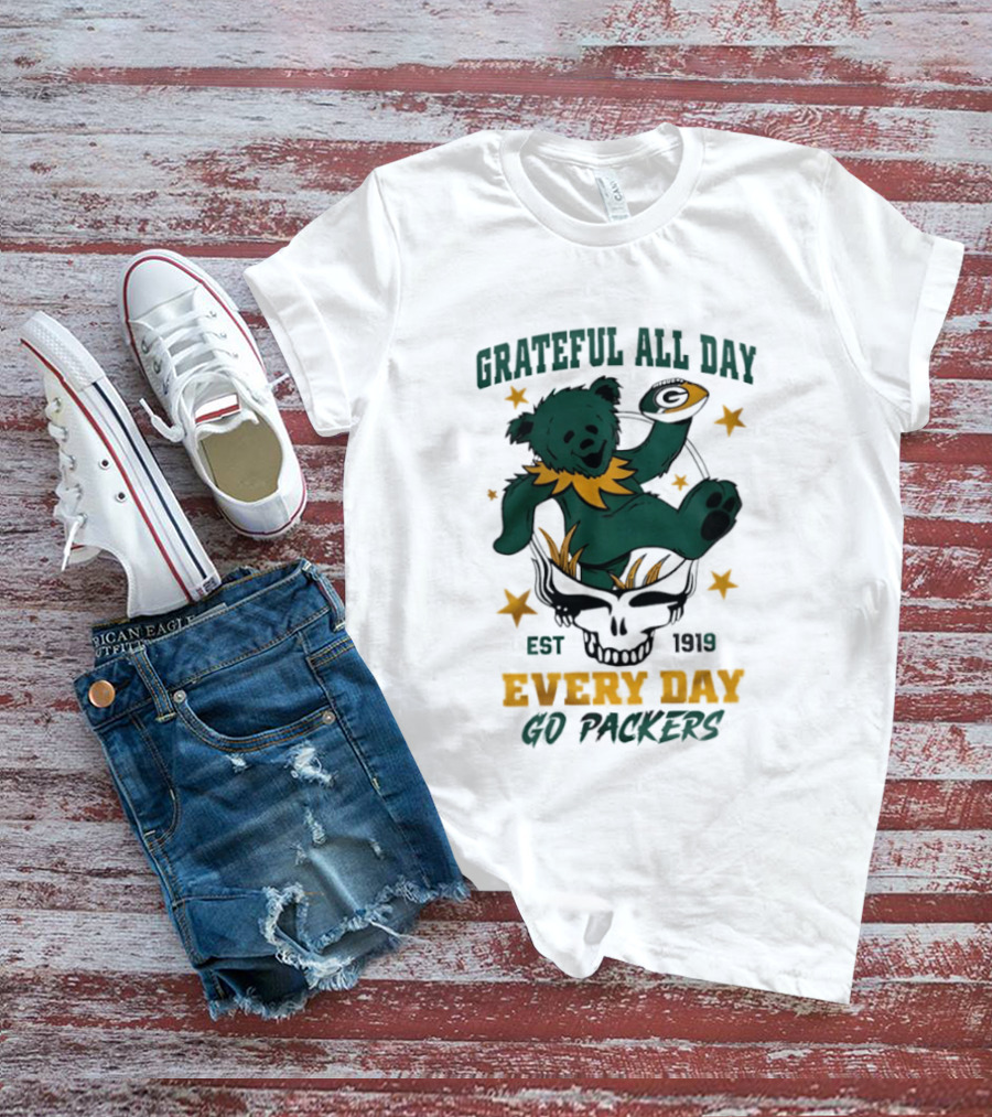 Grateful All Day Every Day Go Packers Est 1919 T-Shirt