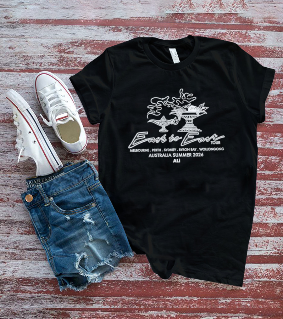 East To East Tour Melbourne Perth Sydney Byron Bay Wollongong Australia Summer 2024 Ali T-Shirt