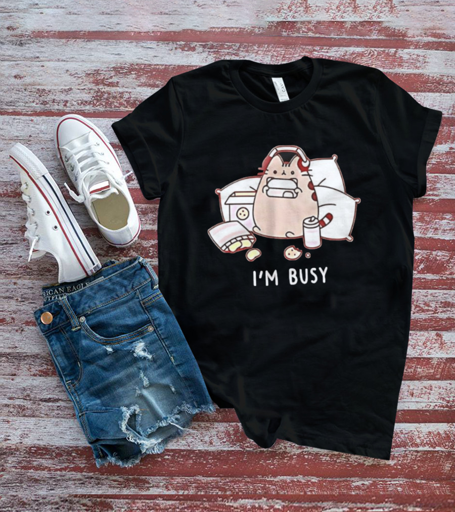 I'm Busy Cat Snack Time With Pizza Chips And Soda T-Shirt