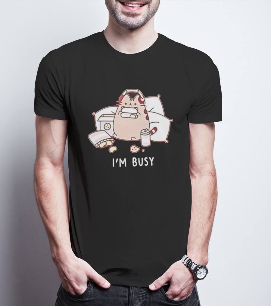 I'm Busy Cat Snack Time With Pizza Chips And Soda T-Shirt