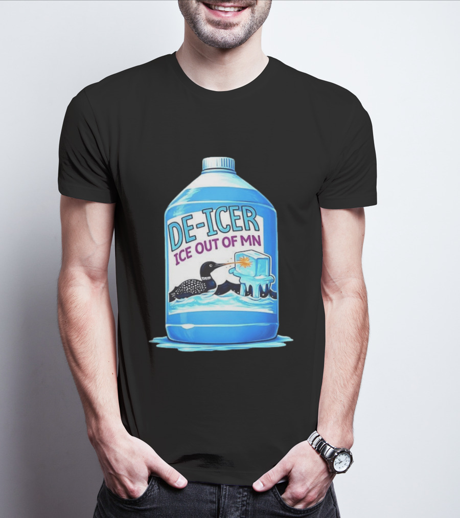 De Icer Ice Out Of MN Loon Anti ICE Protest Minnesota Loon T-Shirt