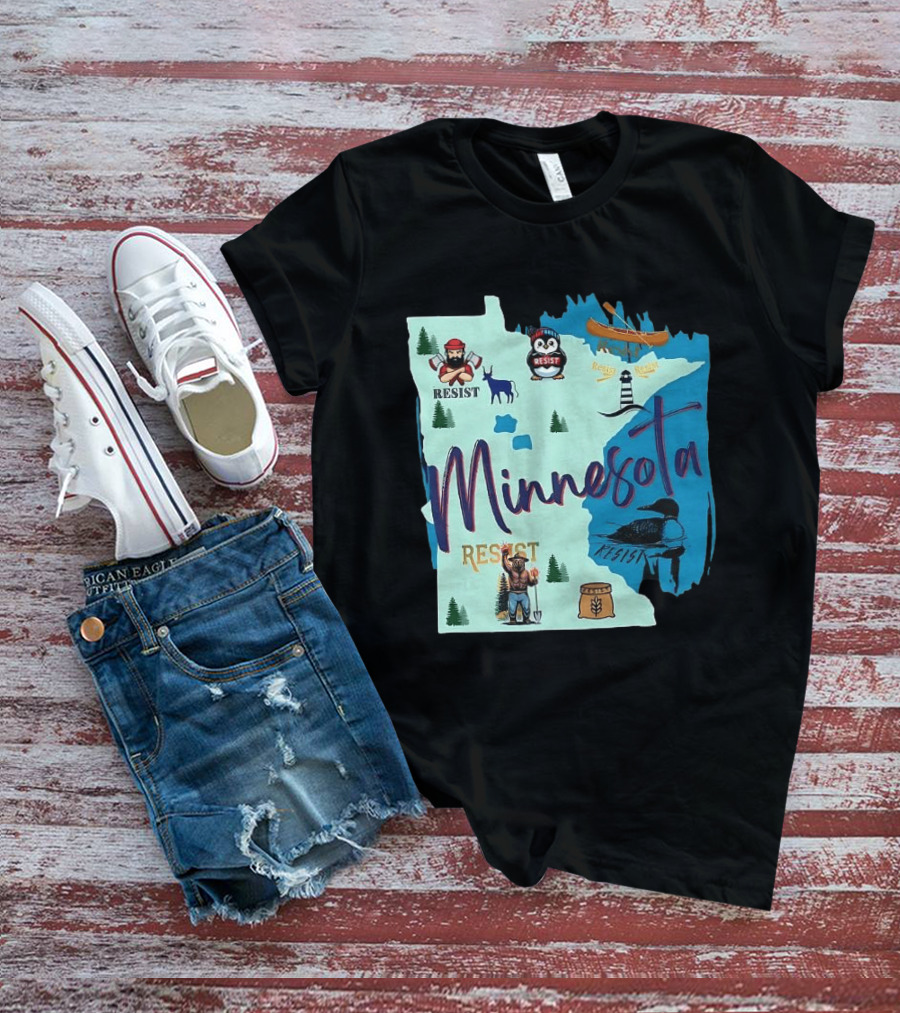Minnesota Resist Lumberjack Penguin Canoe Loon Lighthouse Deer T-Shirt