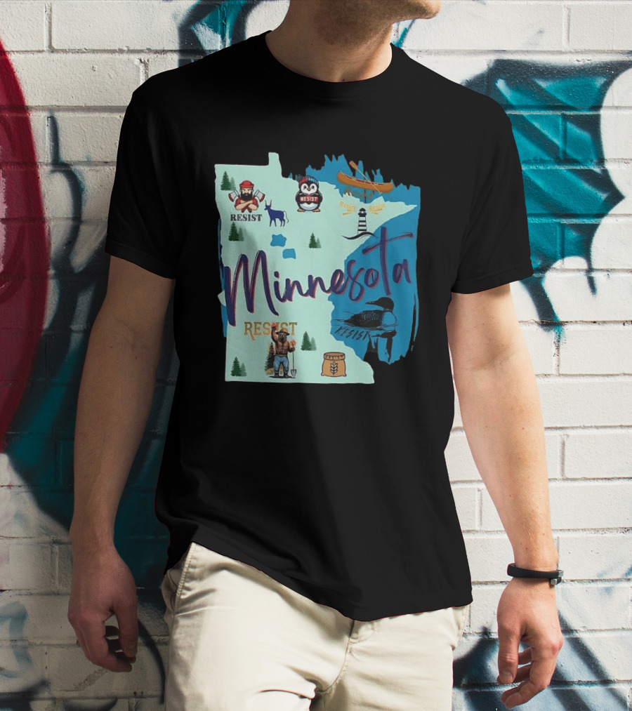 Minnesota Resist Lumberjack Penguin Canoe Loon Lighthouse Deer T-Shirt