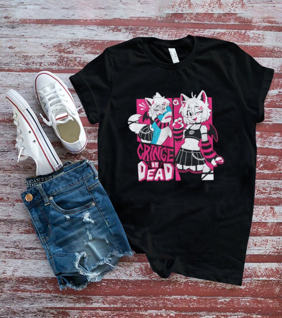 Skye Cringe Is Dead Cute Anime Goth Style Cat Ears And Wings T-Shirt