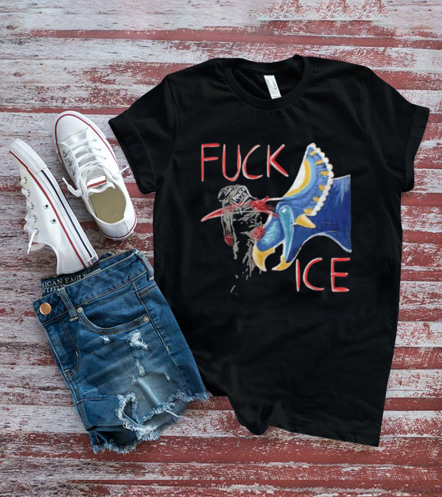 Torosaurus Fuck ICE Police Dinosaur T-Shirt