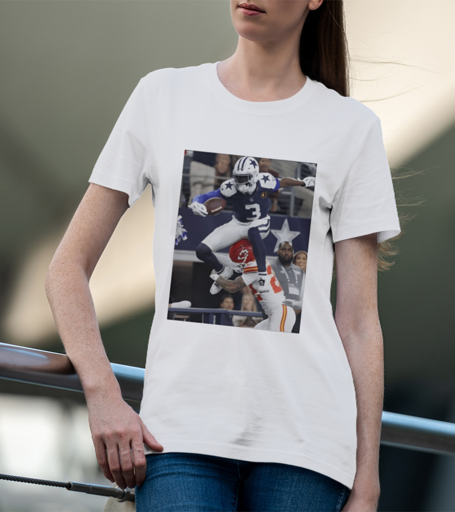 Football Leap Dallas Vs Kansas Royals Dynamic Action T-Shirt