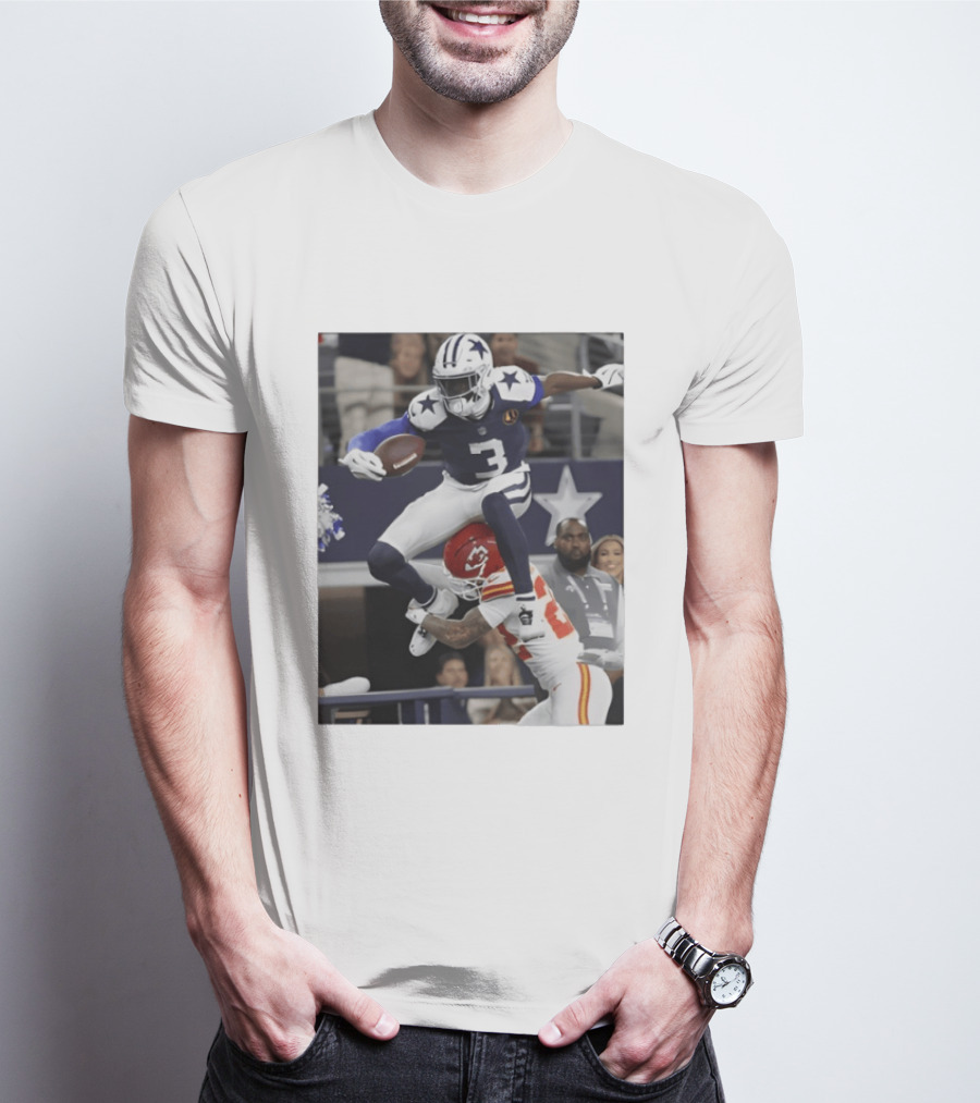 Football Leap Dallas Vs Kansas Royals Dynamic Action T-Shirt
