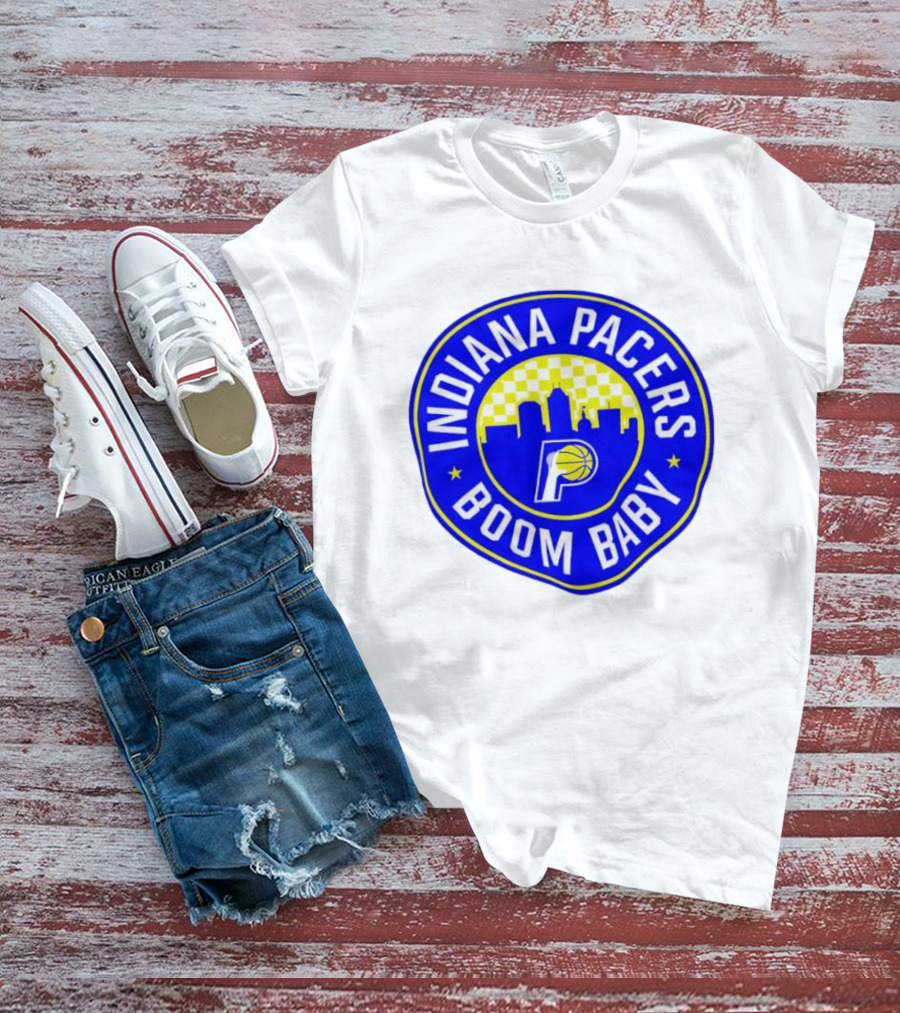 Indiana Pacers Boom Baby Skyline Basketball Team Circle T-Shirt