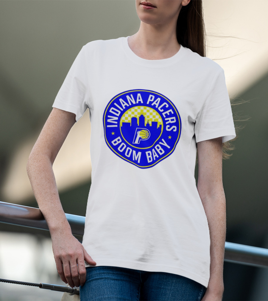 Indiana Pacers Boom Baby Skyline Basketball Team Circle T-Shirt