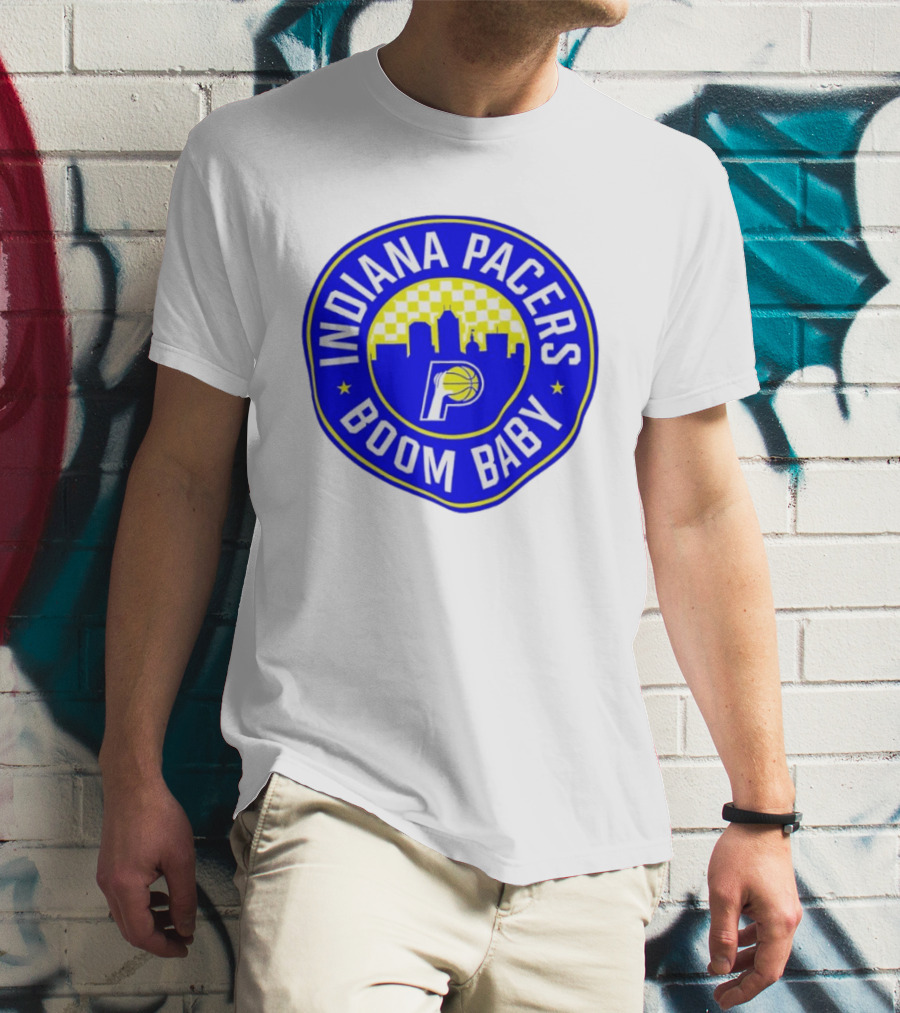Indiana Pacers Boom Baby Skyline Basketball Team Circle T-Shirt