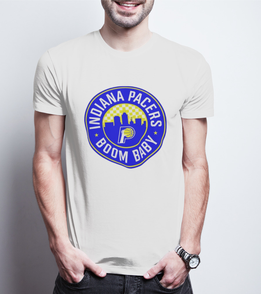 Indiana Pacers Boom Baby Skyline Basketball Team Circle T-Shirt