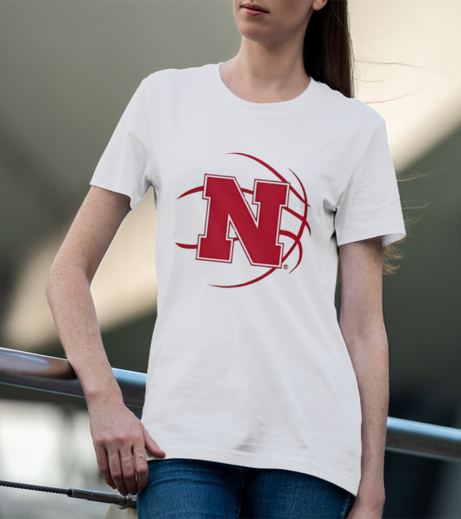 Nebraska Basketball Red N And Ball T-Shirt