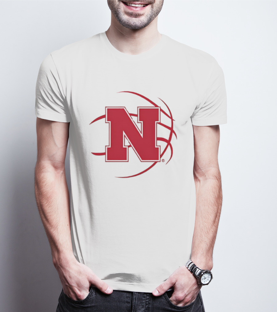 Nebraska Basketball Red N And Ball T-Shirt