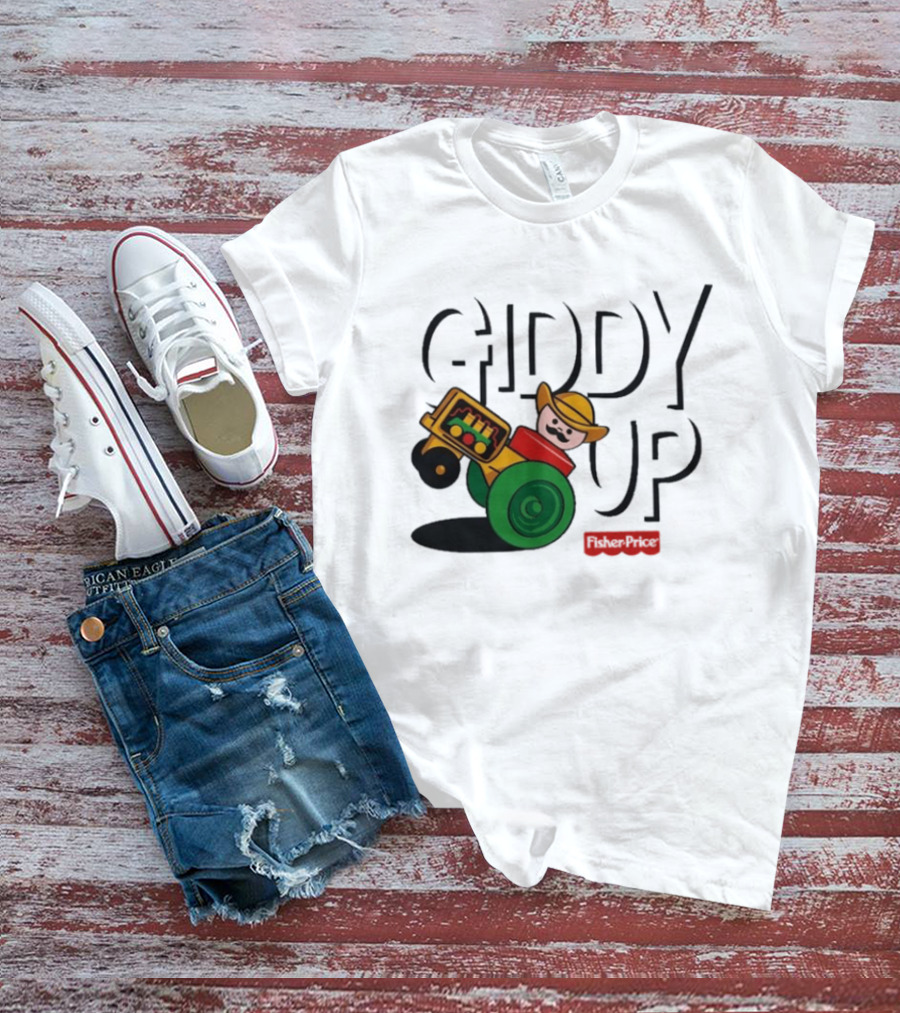 Giddy Up Fisher Price Cowboy On Tractor T-Shirt
