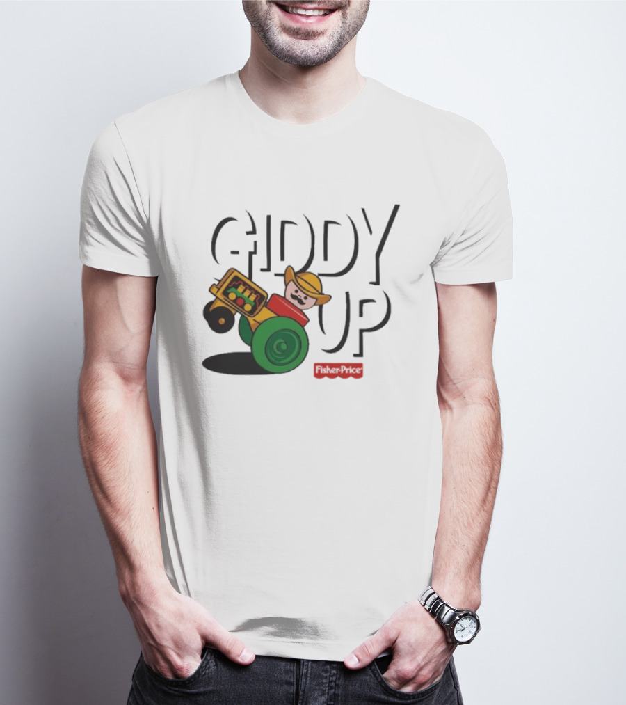 Giddy Up Fisher Price Cowboy On Tractor T-Shirt